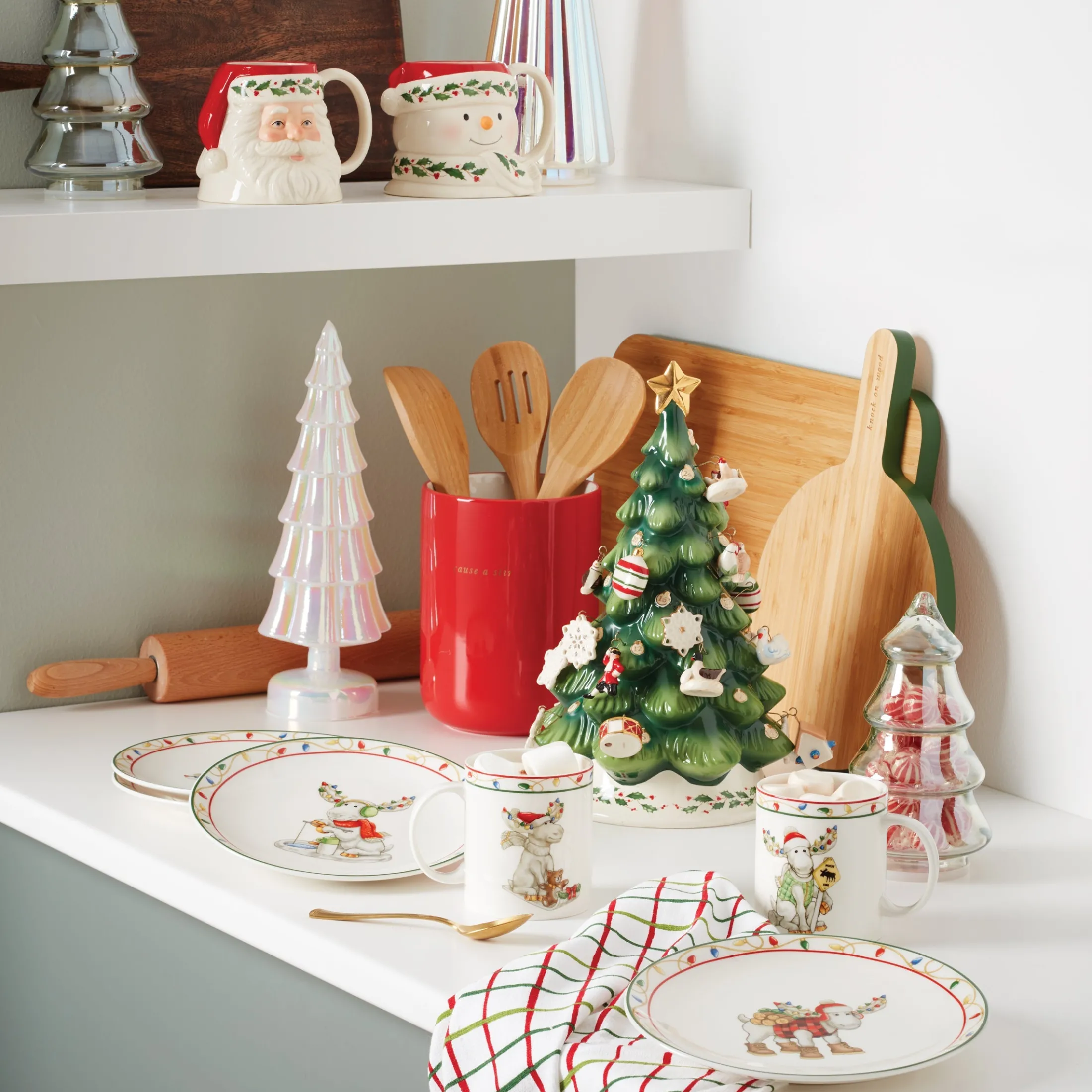 Merry Marcel Moose 4-Piece Dessert Plate Set