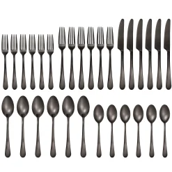 Mirabella Gunmetal Satin 30-Piece Flatware Set