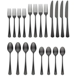 Morgan Black Satin 20-Piece Flatware Set