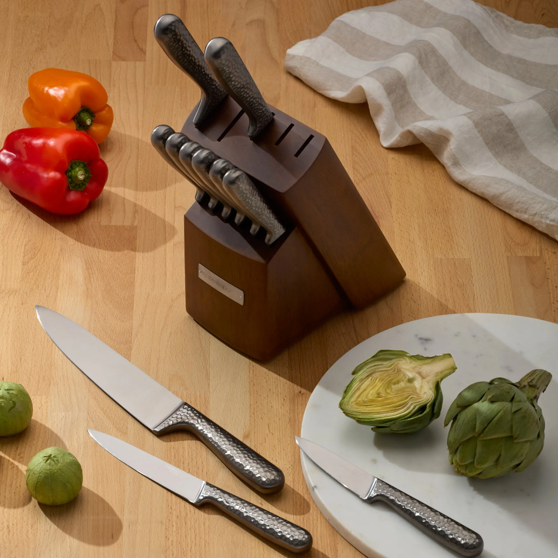 Nero Hammered Titanium 12 Piece Cutlery Block Set