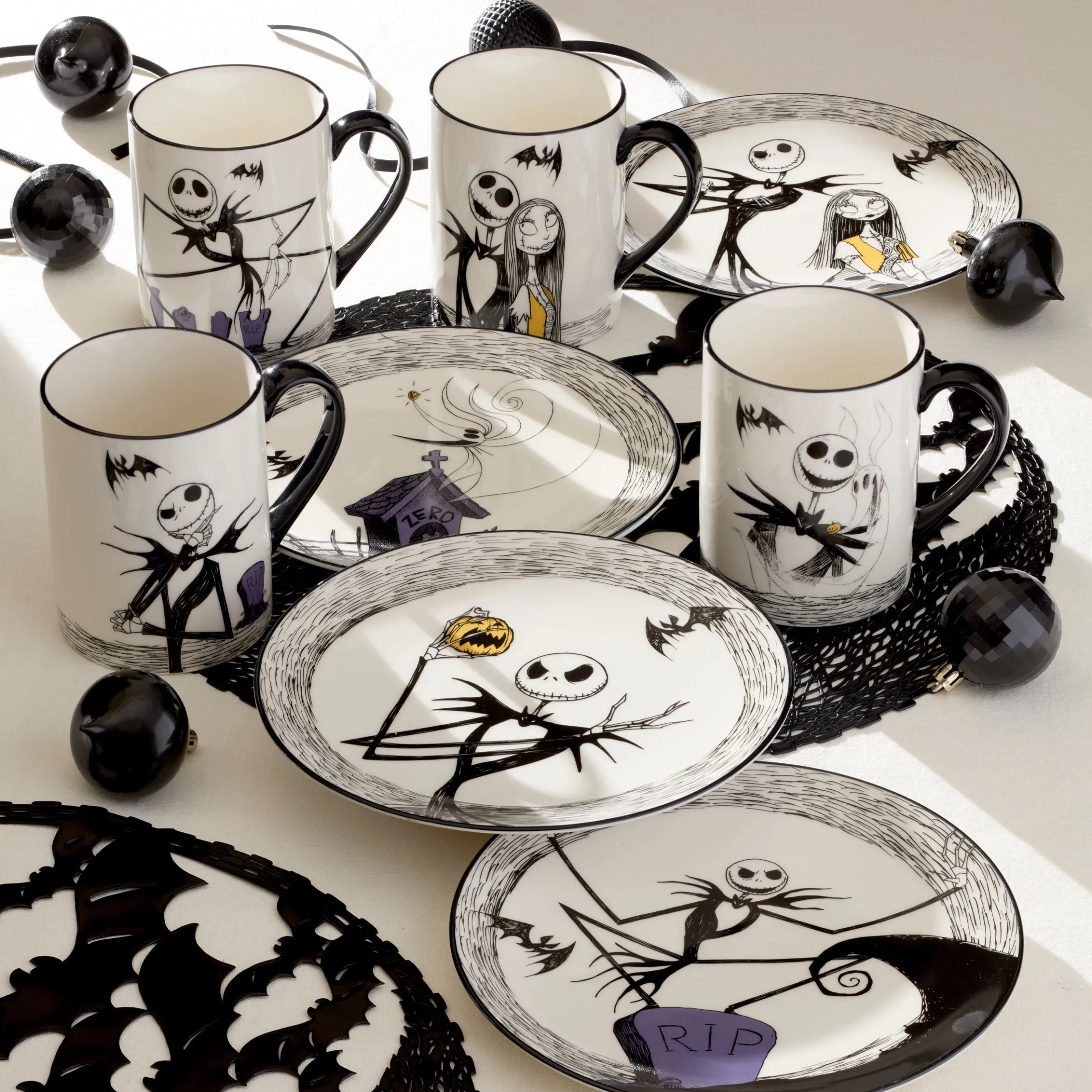 Nightmare Before Christmas Mugs, Set of 4