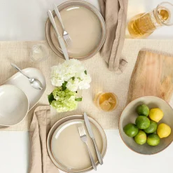 Organic Shades Oatmeal 12-Piece Dinnerware Set