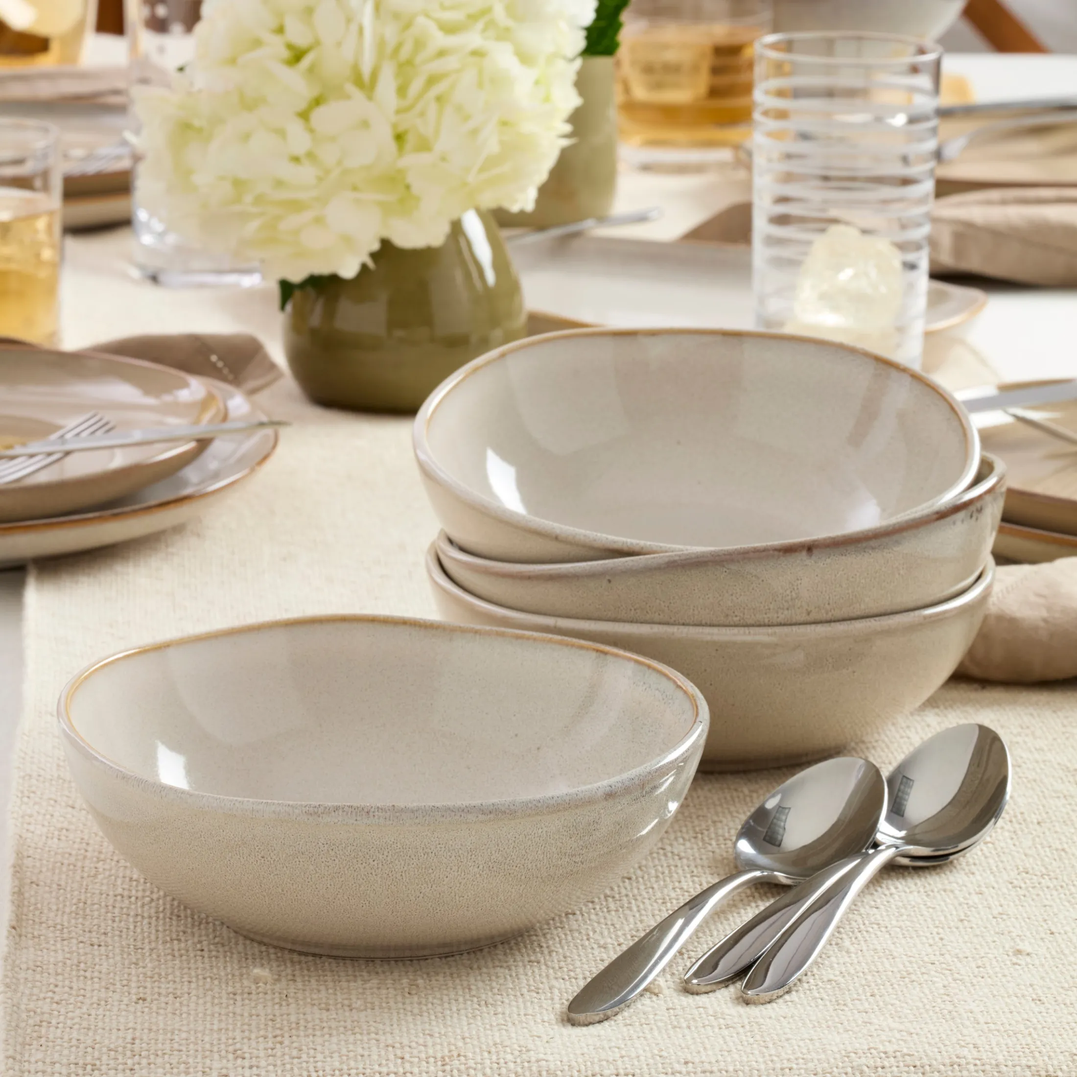 Organic Shades Oatmeal 12-Piece Dinnerware Set