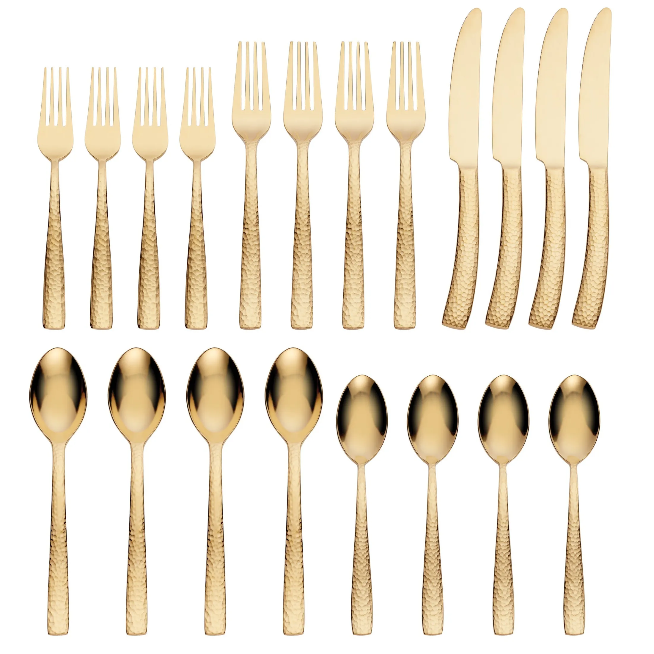 Paris Hammered Gold Titanium 20-Piece Flatware Set