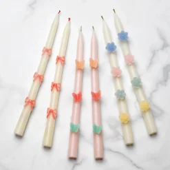 Pastel Flowers Taper Candles, Set of 2