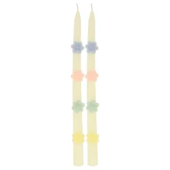 Pastel Flowers Taper Candles, Set of 2