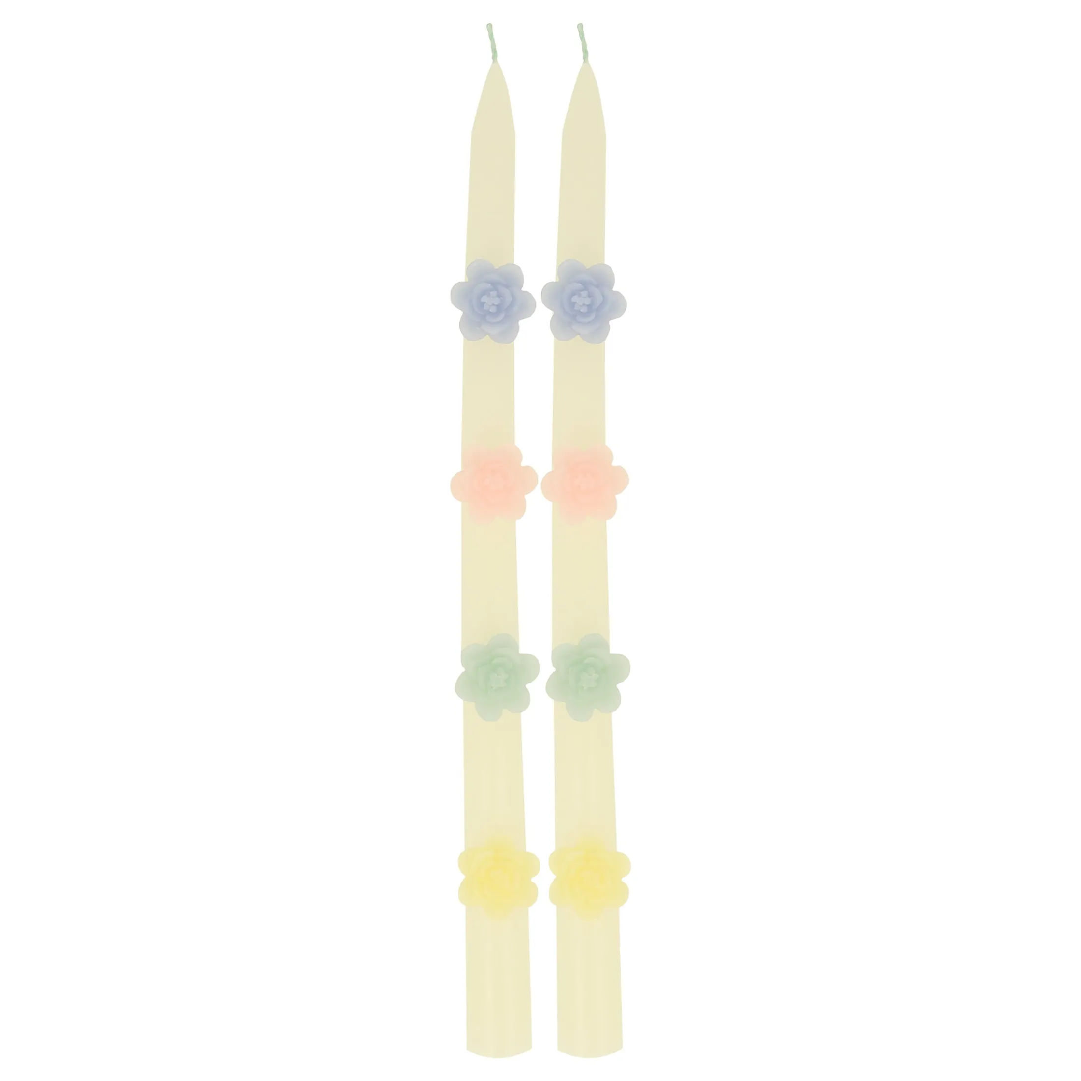 Pastel Flowers Taper Candles, Set of 2