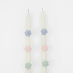 Pastel Flowers Taper Candles, Set of 2