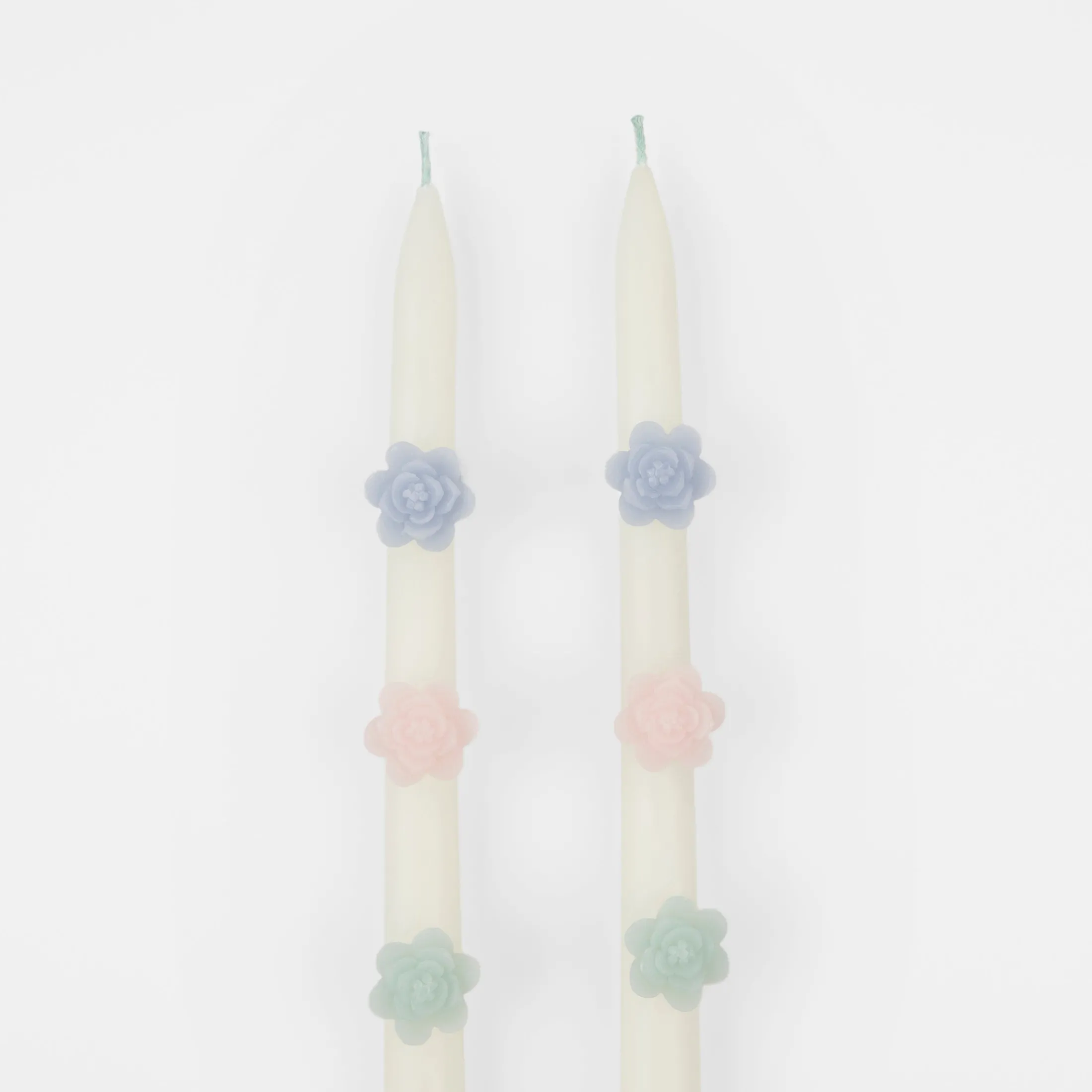 Pastel Flowers Taper Candles, Set of 2