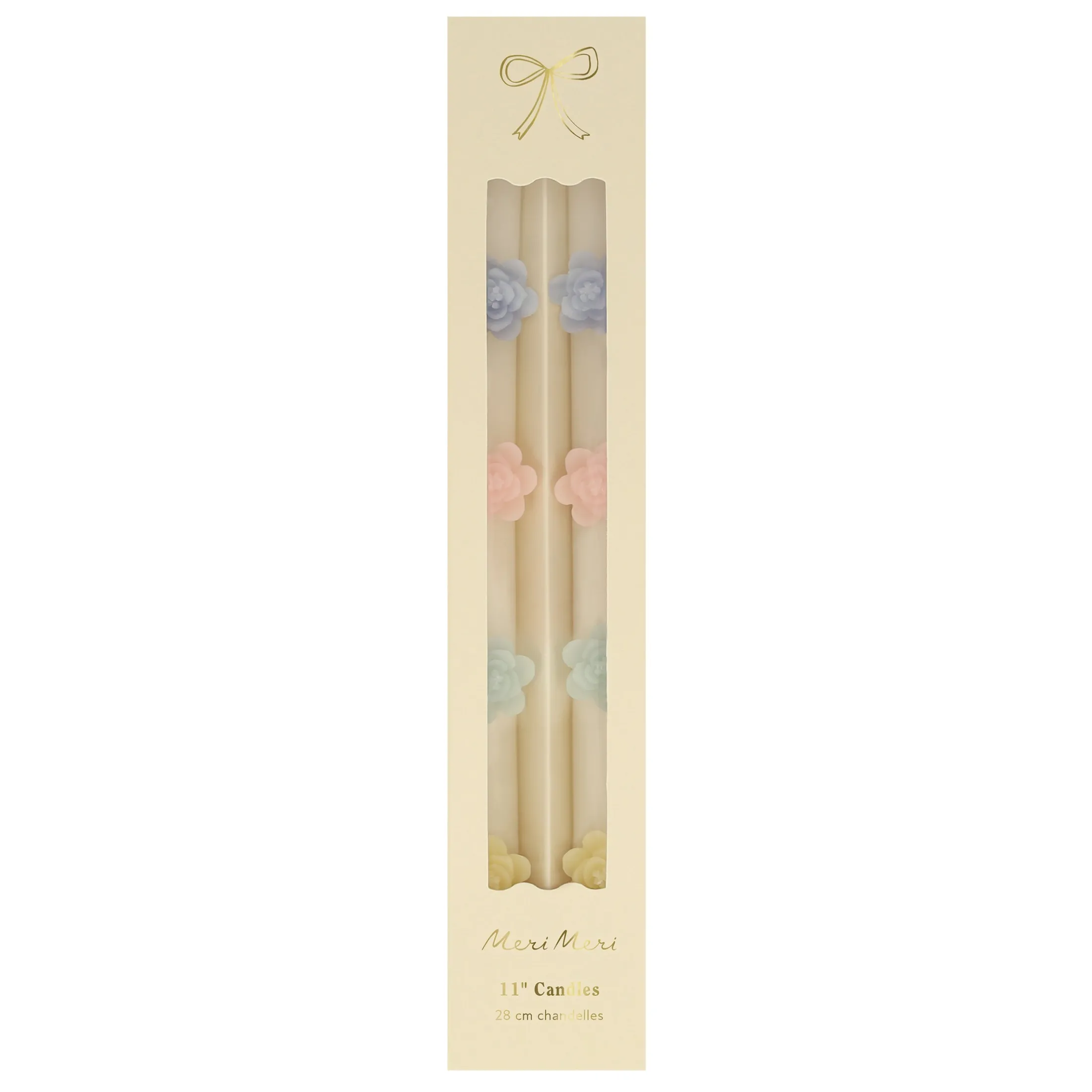 Pastel Flowers Taper Candles, Set of 2