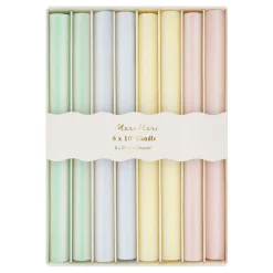 Pastel Striped Table Candles, Set of 8