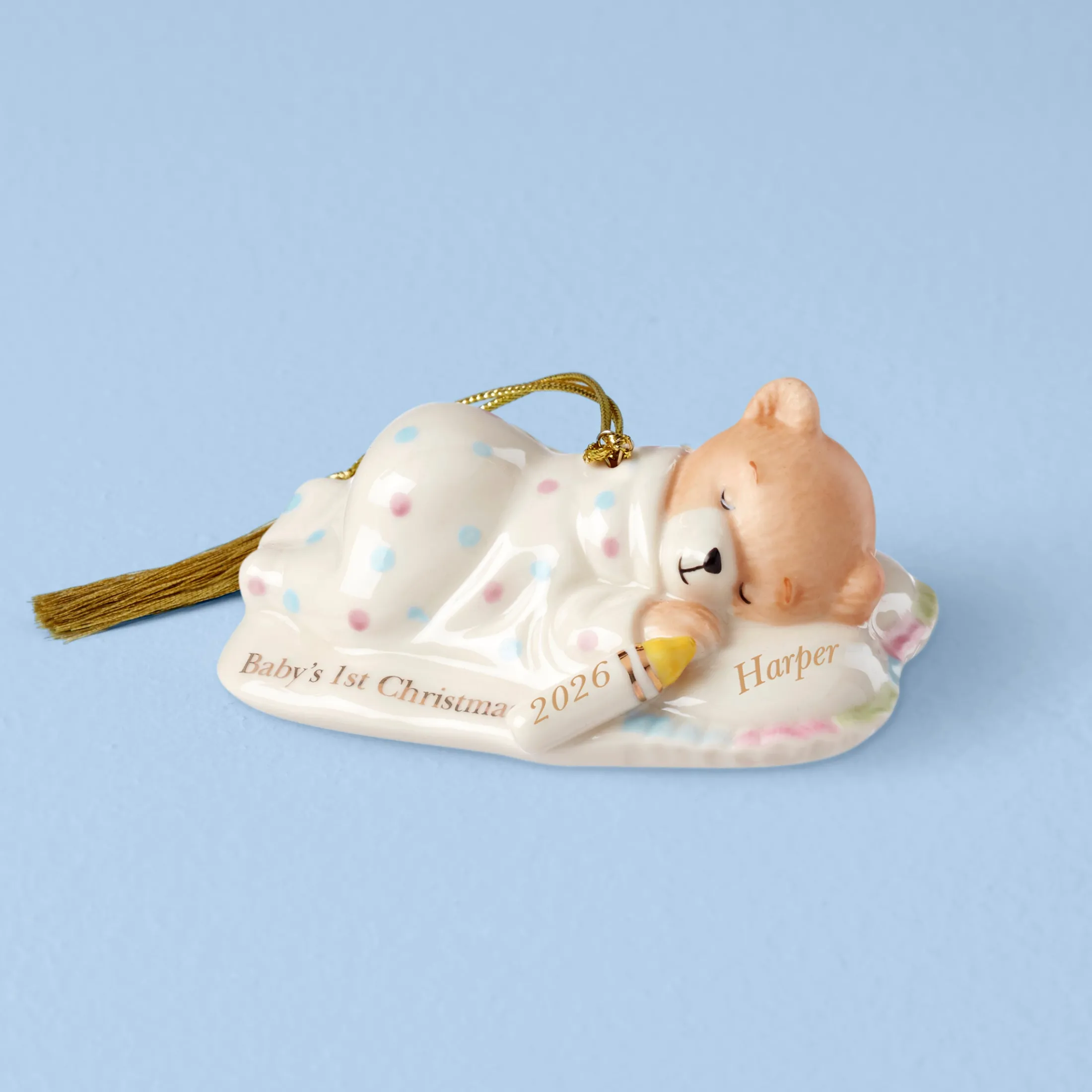Personalized Baby's 1st Christmas Cuddles & Hugs Teddy Bear Ornament