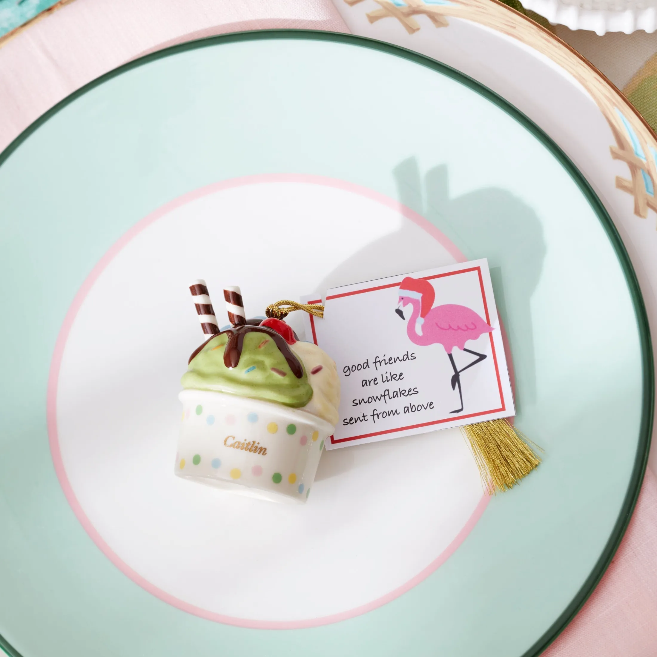 Personalized Forever Friends Ice Cream 2-Piece Ornament Set