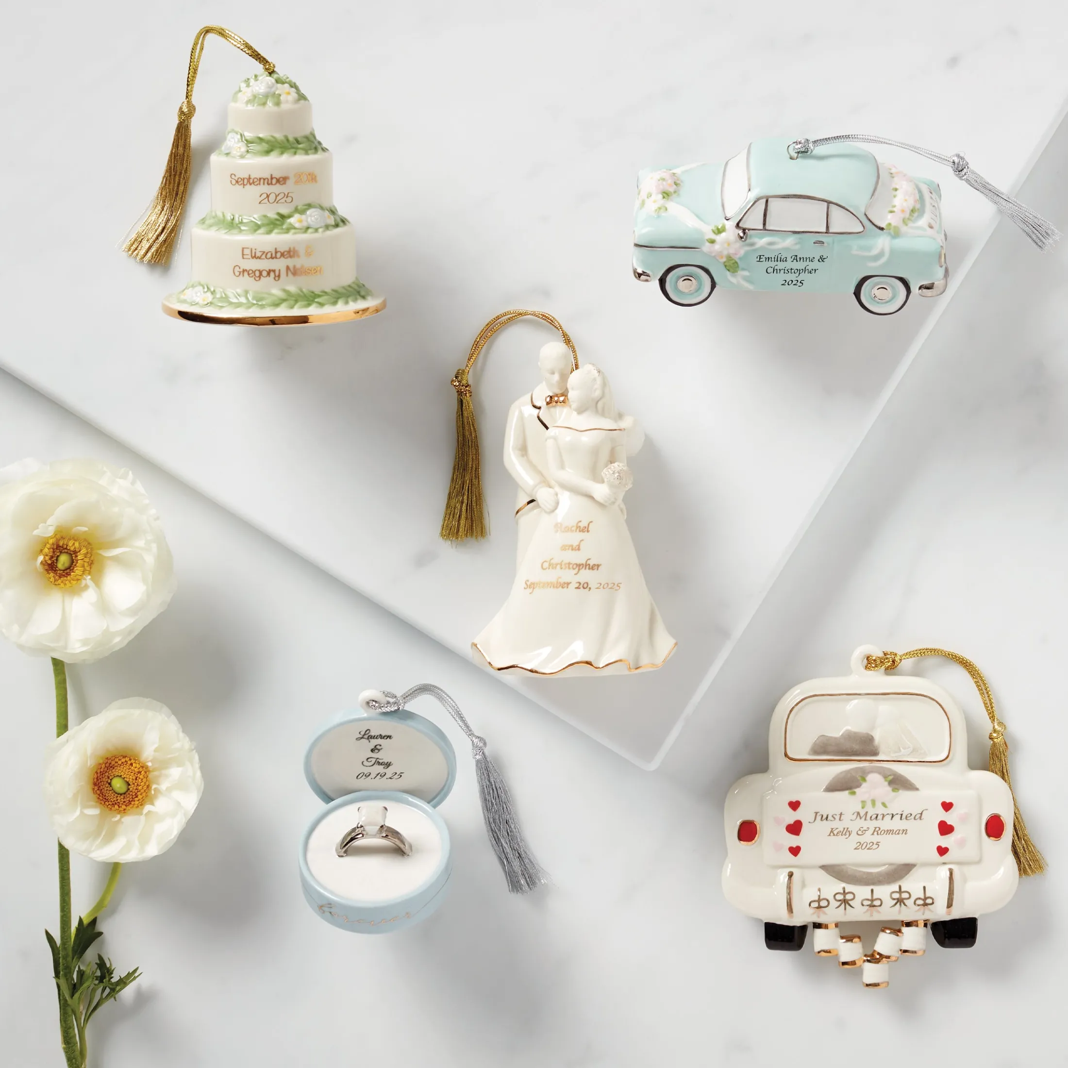 Personalized Just Married Car Ornament