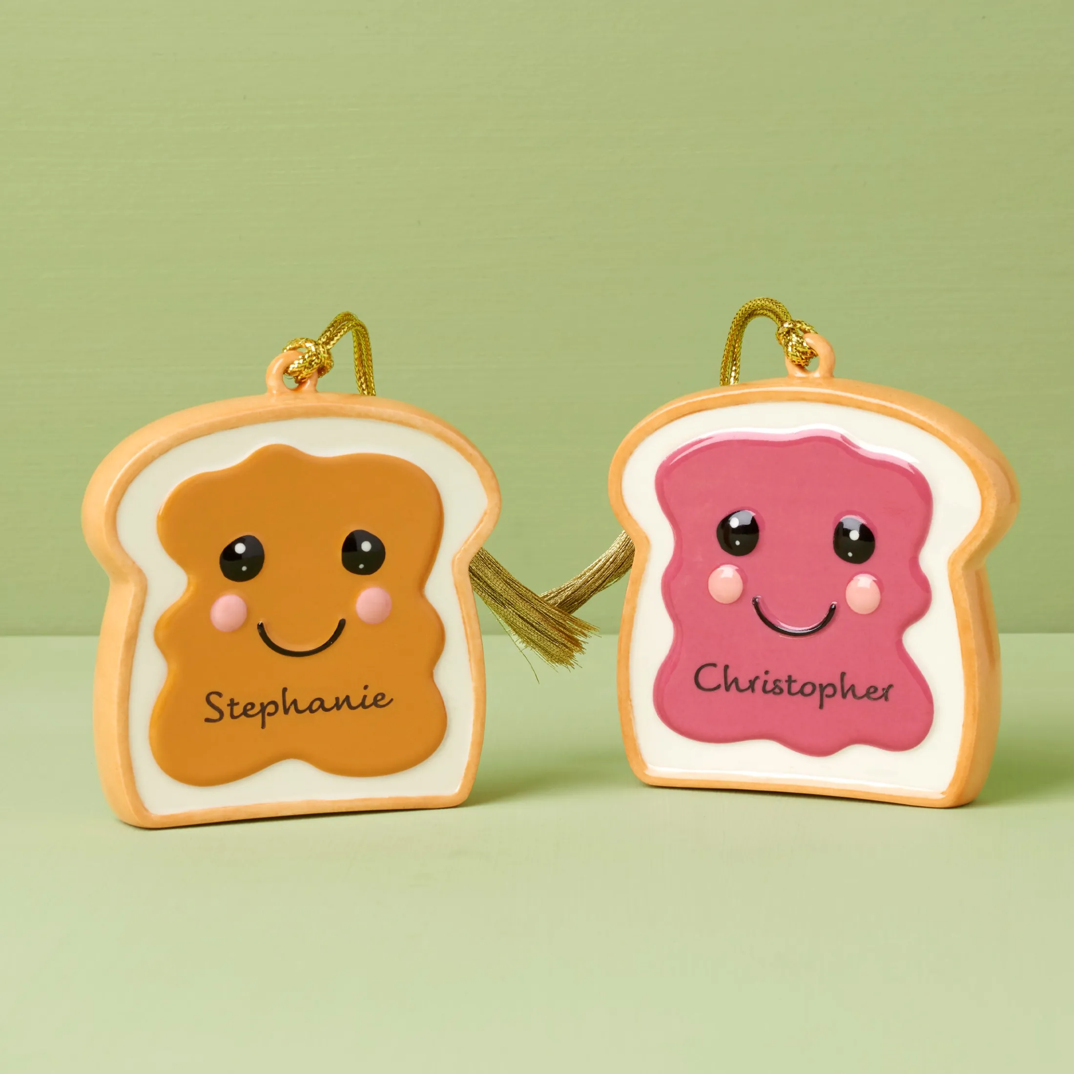 Personalized 2-Piece Peanut Butter & Jam Ornament Set