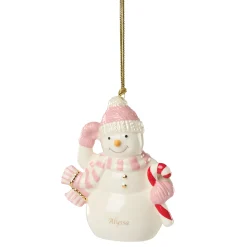 Personalized Winter Snowman Pink Ornament