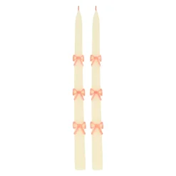 Pink Bow Taper Candles, Set of 2