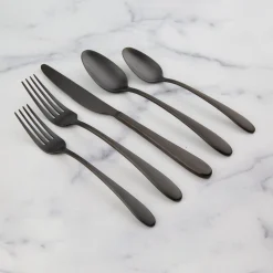 Poet Black Satin 20-Piece Flatware Set