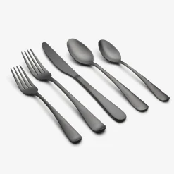 Rhiannon Black Satin 45-Piece Flatware Set