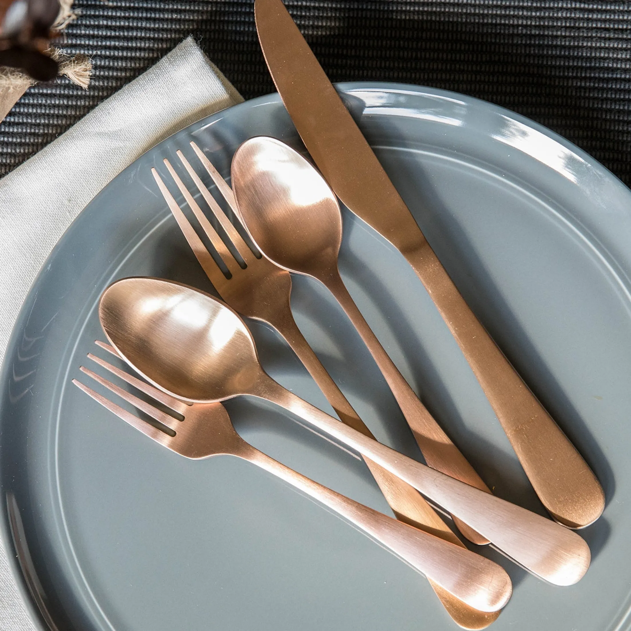 Rhiannon Copper Satin 20-Piece Flatware Set