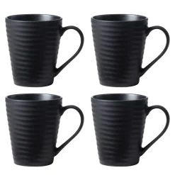 Ridge Black Mugs, Set of 4