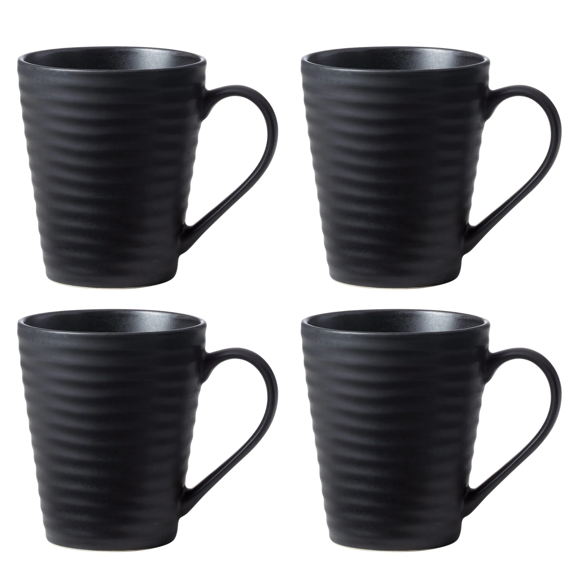 Ridge Black Mugs, Set of 4