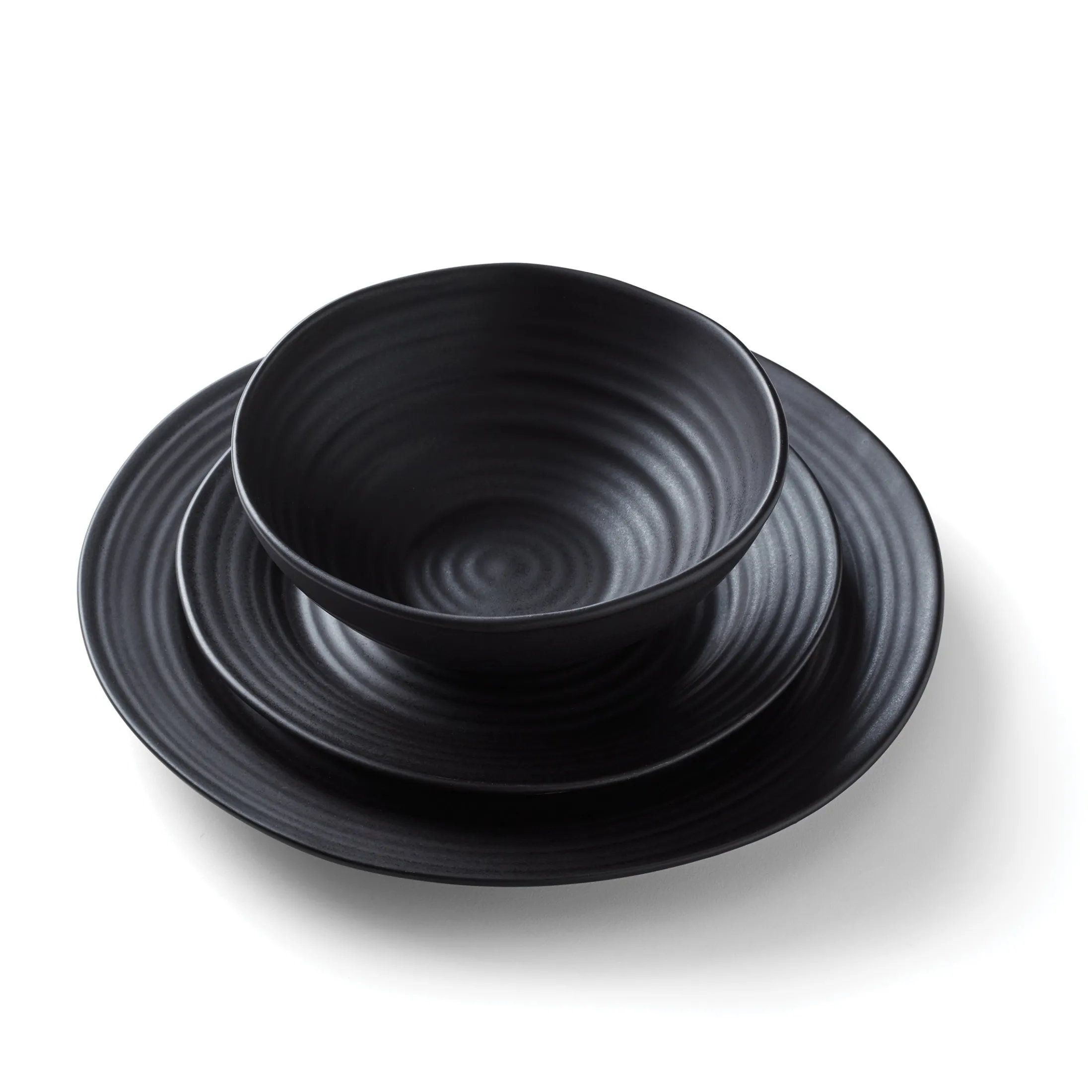 Ridge Black 12-Piece Dinnerware Set