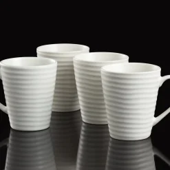 Ridge White Mugs, Set of 4
