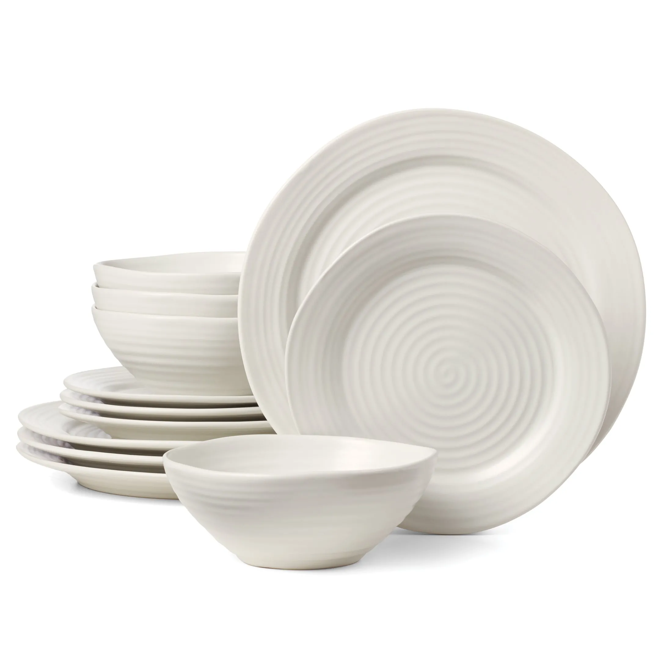 Ridge White 12-Piece Dinnerware Set