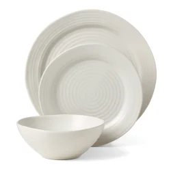 Ridge White 12-Piece Dinnerware Set
