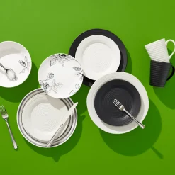 Ridge White 12-Piece Dinnerware Set