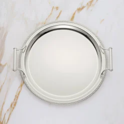 Round Silverplate Tray With Handles