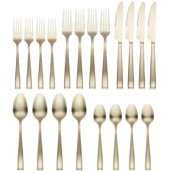 Samira Champagne Satin 20-Piece Flatware Set