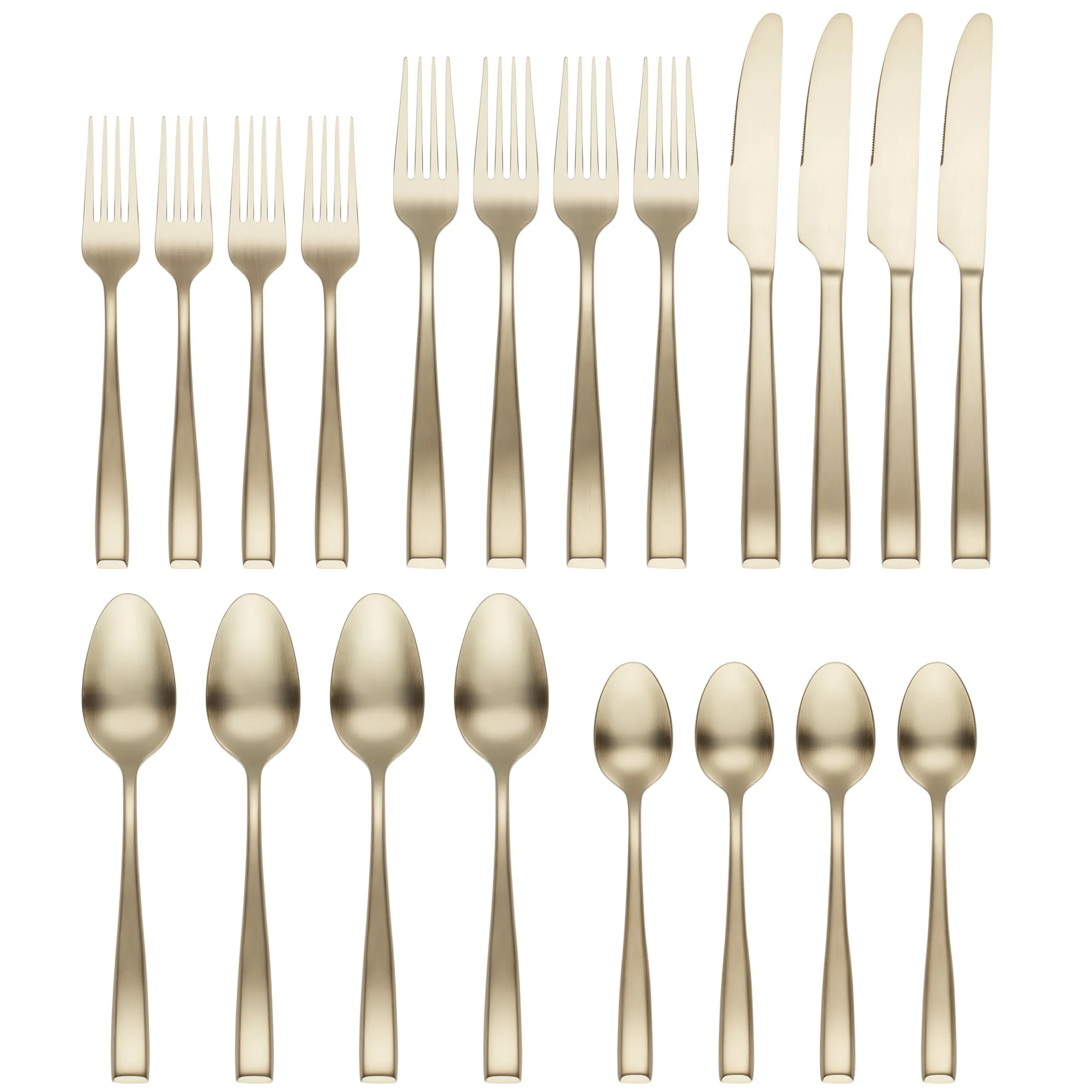 Samira Champagne Satin 20-Piece Flatware Set