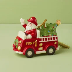 Santa In Fire Truck Ornament