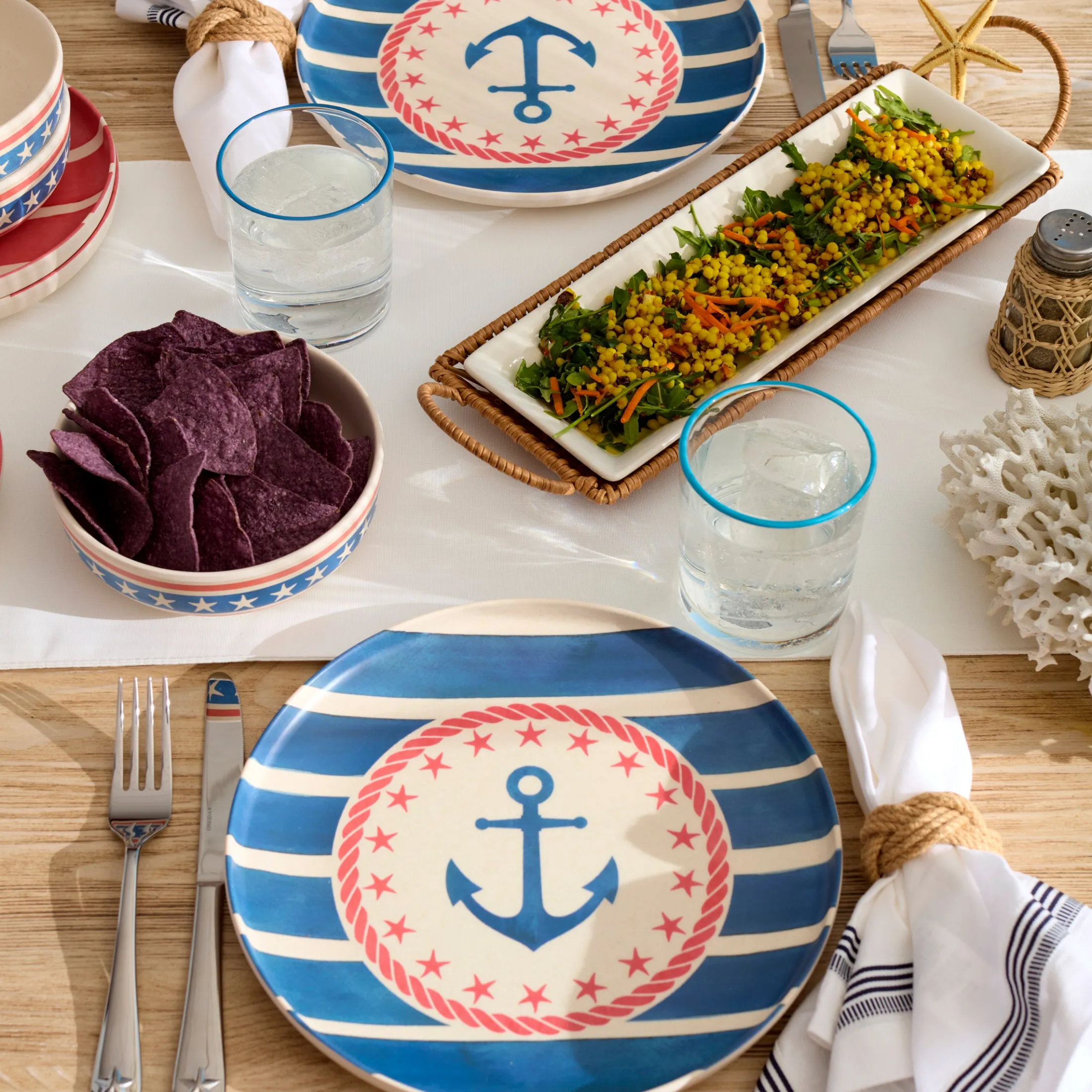 24 Seven Melamine Aweigh We Go 24-Piece Dinnerware Set