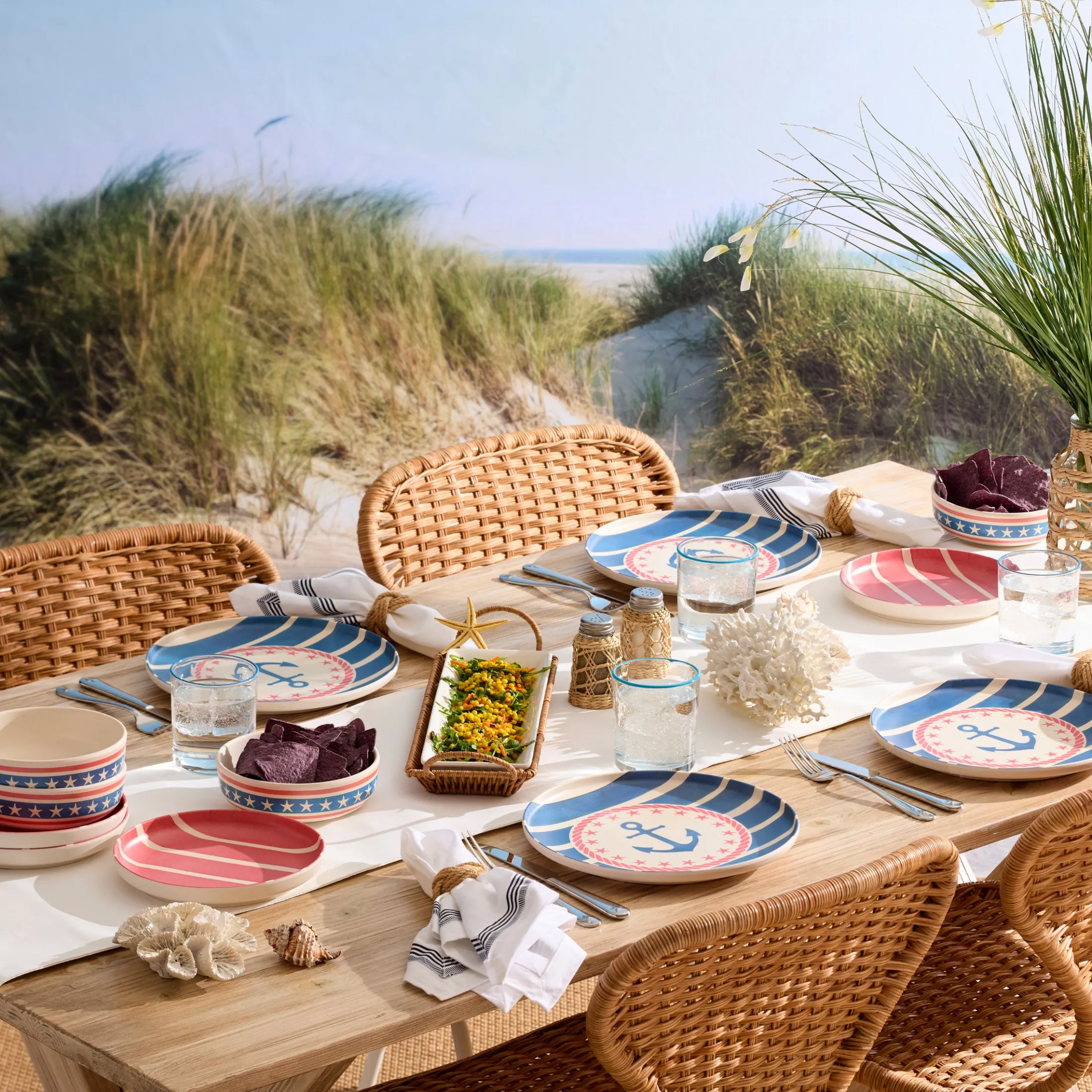 24 Seven Melamine Aweigh We Go 24-Piece Dinnerware Set