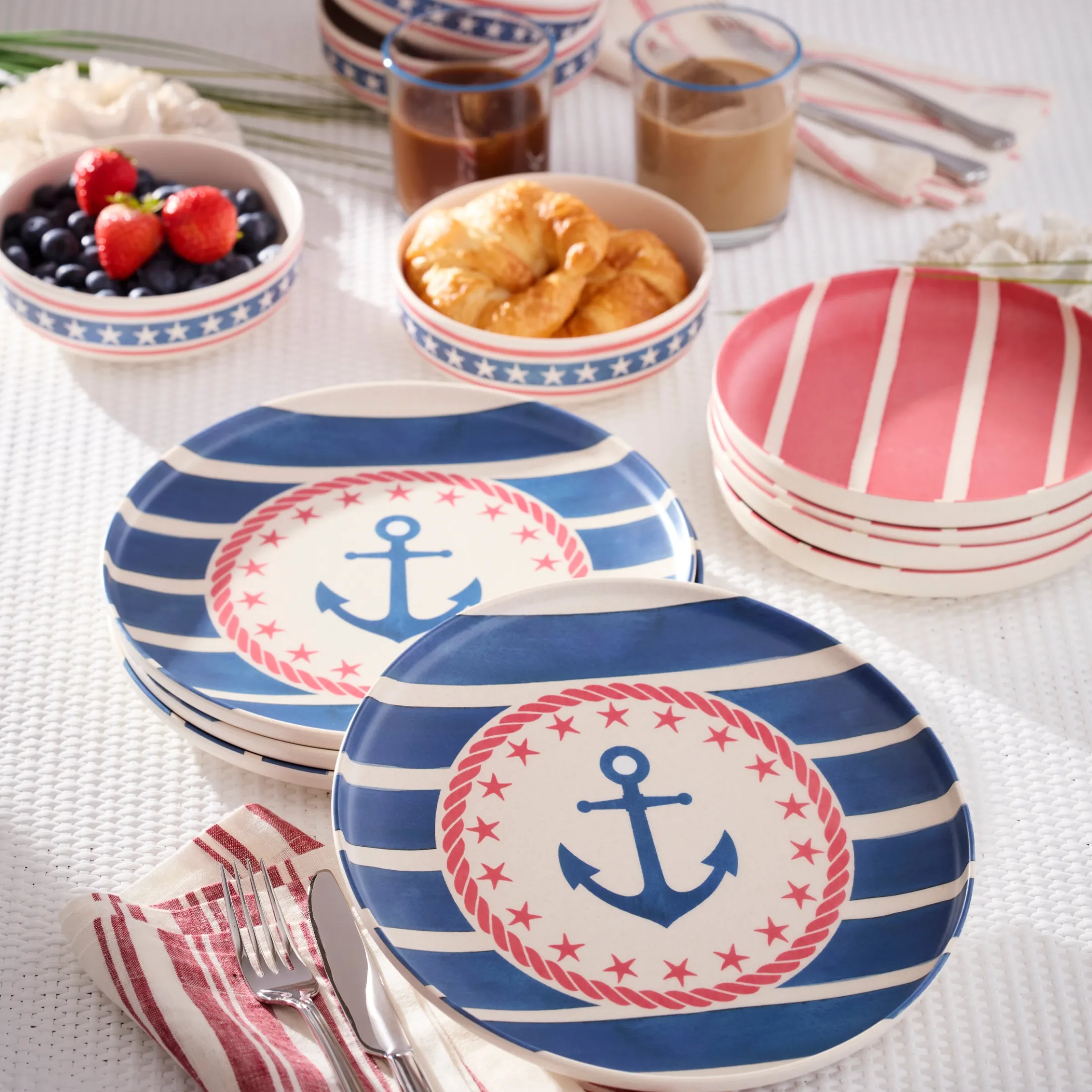 24 Seven Melamine Aweigh We Go 24-Piece Dinnerware Set