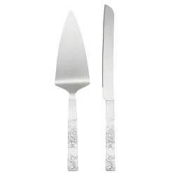 Silver Peony 2-Piece Dessert Set