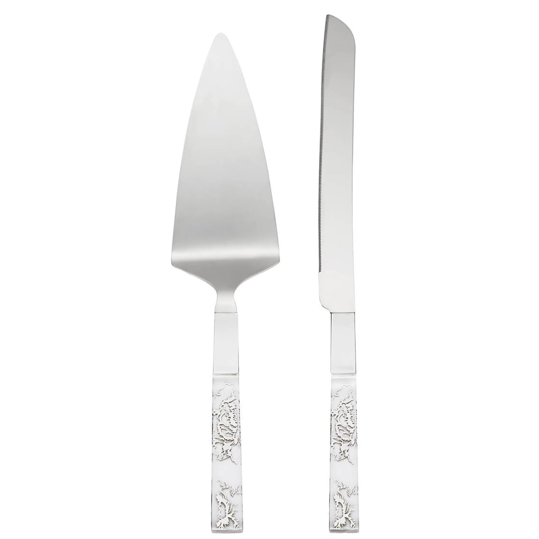Silver Peony 2-Piece Dessert Set