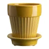 Simona Glazed Amber Yellow 12cm Pot with Saucer