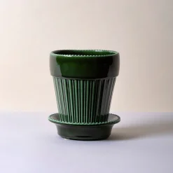 Simona Glazed Emerald Green 12cm Pot with Saucer