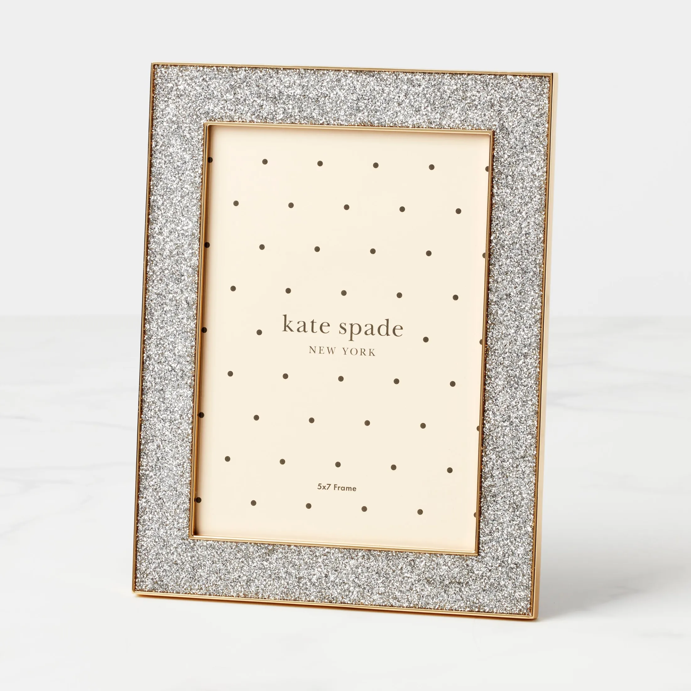 Sitting Pretty Silver Glitter 5x7 Photo Frame
