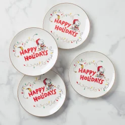 Snoopy Christmas Accent Plates, Set of 4