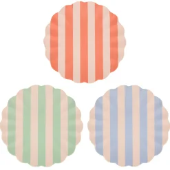 Stripey Assorted Bamboo Large Plates, Set of 6