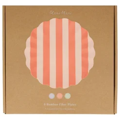 Stripey Assorted Bamboo Large Plates, Set of 6