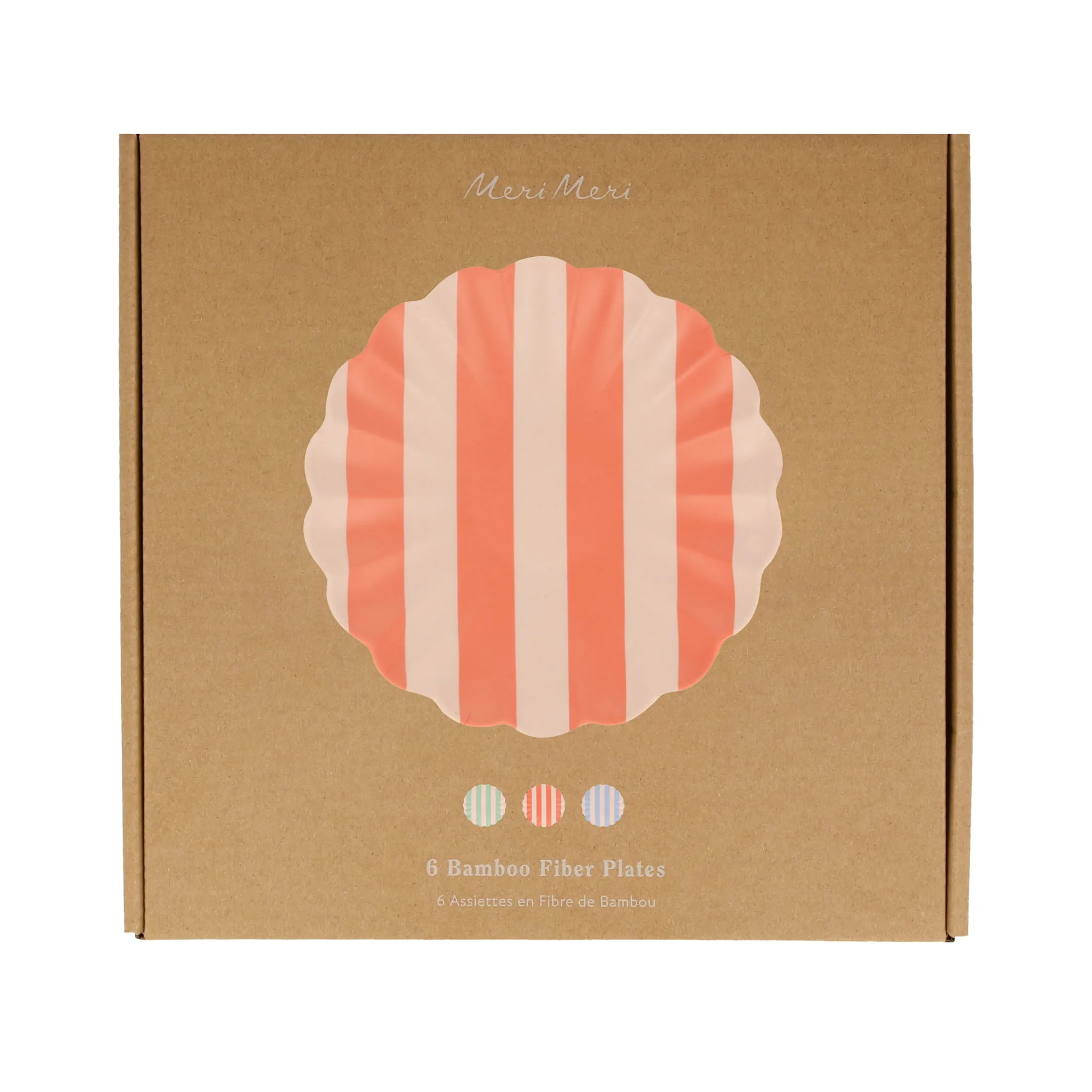 Stripey Assorted Bamboo Small Plates, Set of 6