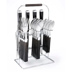 Temptation Black Charcoal Handle 16-Piece Flatware Set