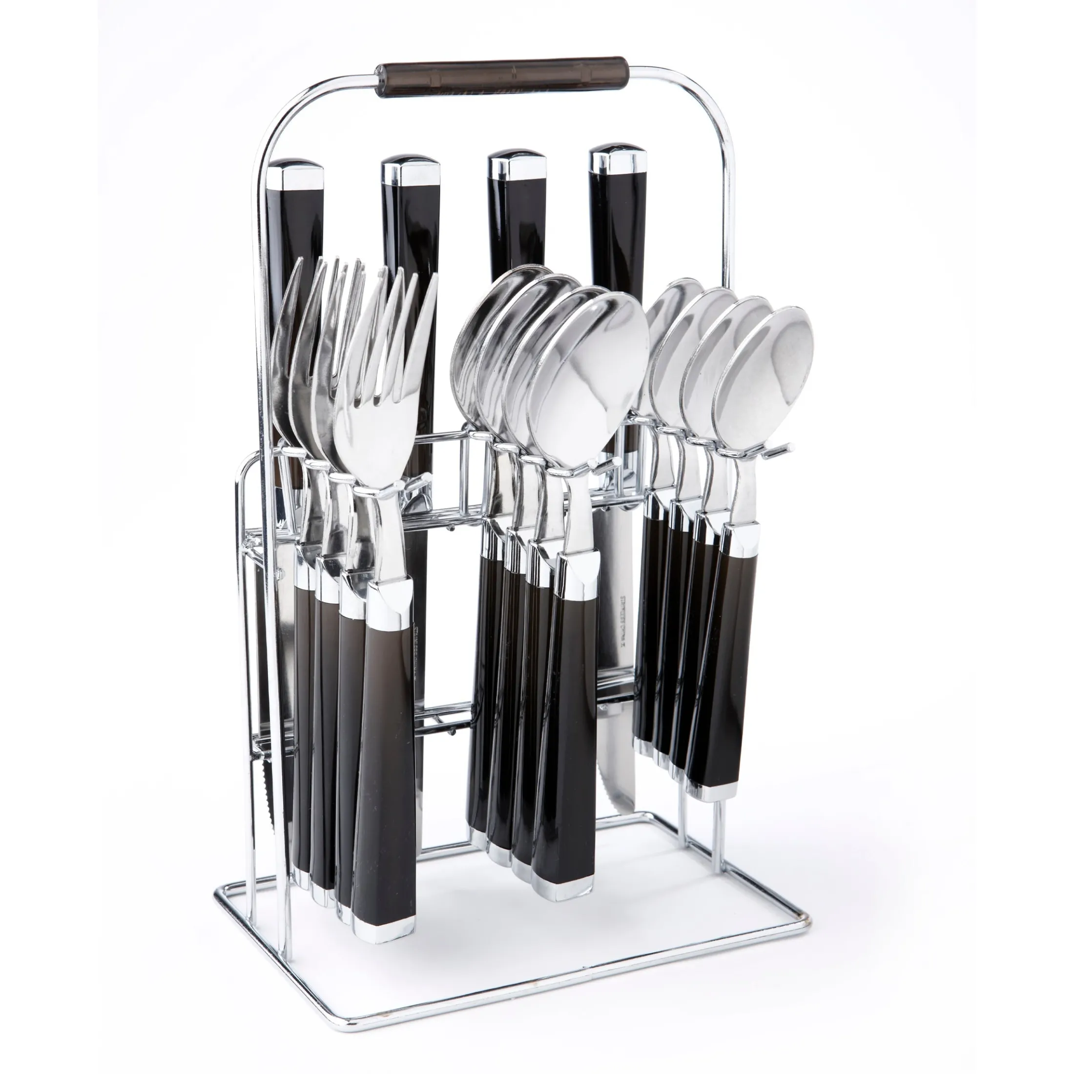 Temptation Black Charcoal Handle 16-Piece Flatware Set