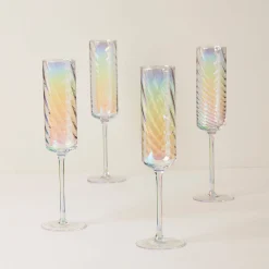 Tuscany Classics Iridescent Flute Glasses, Set of 4